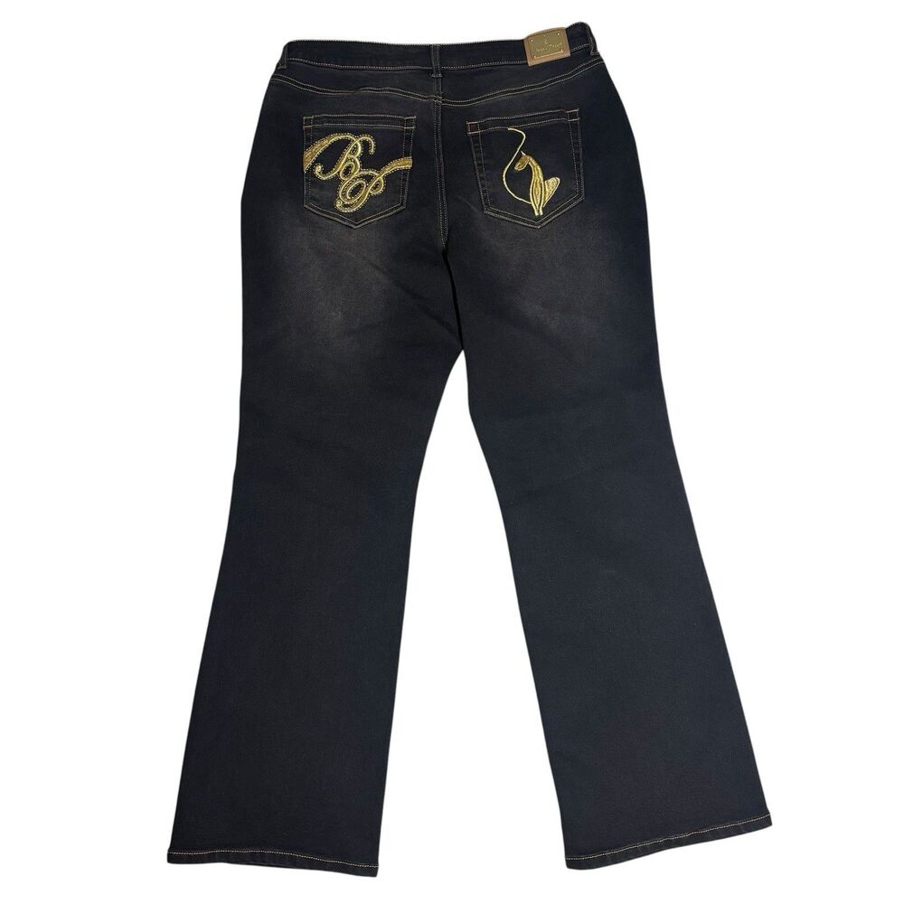 NWT Baby Phat Black Wash Bootcut Gold Embroidered Logo Jeans 13 Y2K McBling